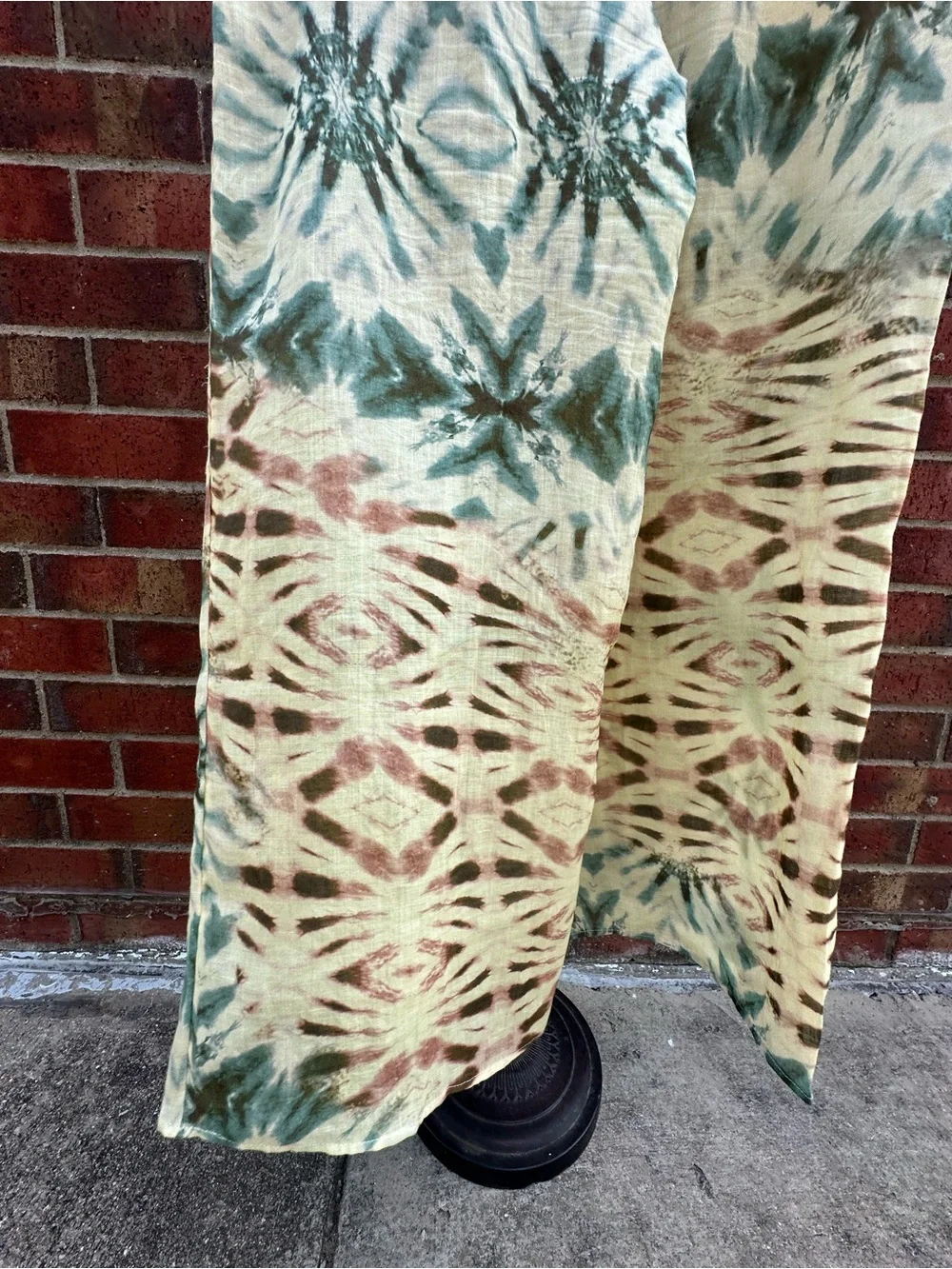Zara Palazzo-Style Pants Sheer Wide Leg Swimwear Cover-up Trouser Beachy Tie-Dye